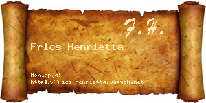 Frics Henrietta névjegykártya